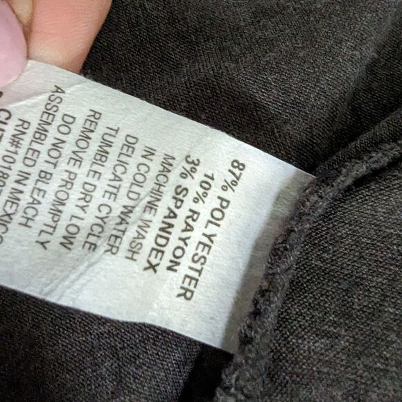 Cardigan M Ruched 3/4 Sleeve Vneck Front Gray Rayon Pockets 1 Button Casual - Picture 4 of 7